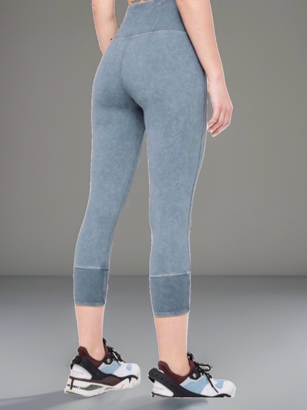 Lululemon Wunder Under Leggings Crop 23" Ribbed Washed Moon Blue Size 4 workout